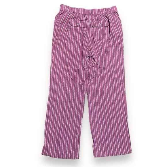 Maurices Rust White Striped Linen Rayon Elastic Waist Pants Size Large Nautical - Picture 2 of 16